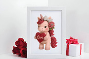 Crochet Faux Yarn Valentine Unicorn, an Illustration by DreamPrint404 (Thumbnail 3 of 8)