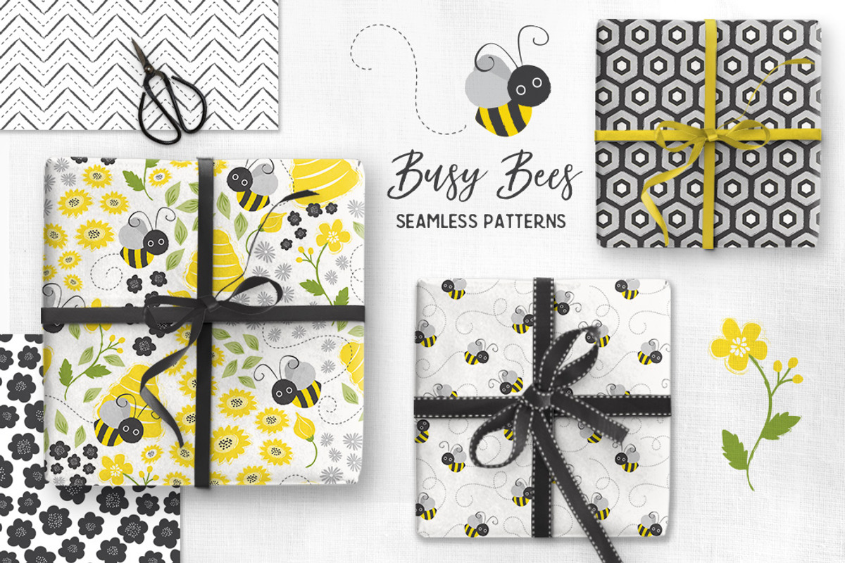 Busy Bees Baby Vector Patterns, a Pattern Graphic by Wild Twig Co (Photo 1 of 9)