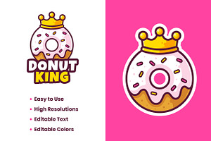 Donut King Logo Design Template, a Branding & Logo Template by Akito Studio