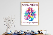 Watercolor Cute Mermaid Clipart, an Illustration by CitraGraphics (Thumbnail 4 of 6)
