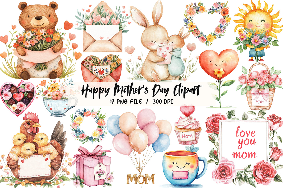 Happy Mother's Day Clipart, an Illustration by Libby Wishes (Photo 1 of 5)