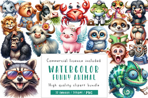 Funny Animal Clipart Bundle, an Illustration by CreationArt