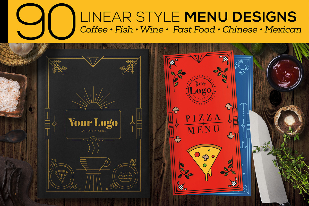 90 Linear Style Menu Designs, a Templates & Theme by Kursat Unsal (Photo 1 of 23)