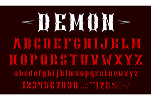 Devil Font, Demon Typeface Alphabet