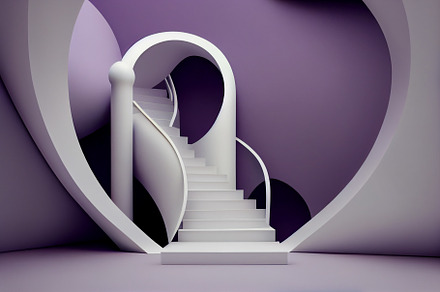 Conceptual illustration background of futuristic steps design, an Architecture Photo by New York Art Store
