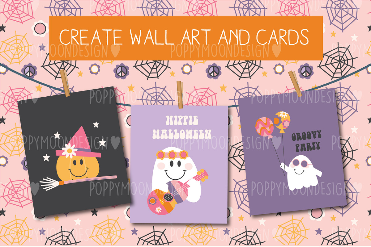 Groovy Ghost set, a Pattern Graphic by Poppymoondesign (Photo 2 of 7)
