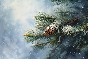 Snowy fir tree branches in the forest, a Nature Photo by AlyaAnd