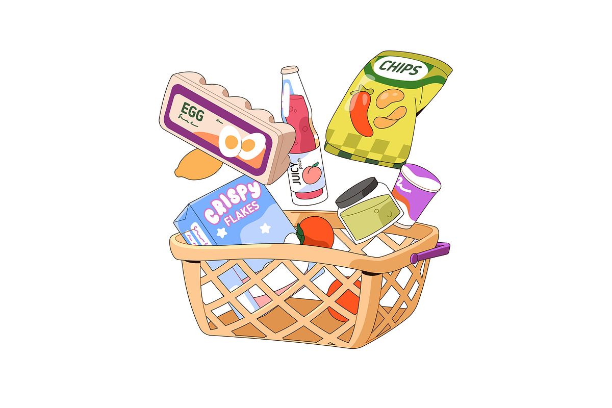 Grocery baskets for shopping food, a Food Illustration by PaperTrident (Photo 2 of 9)