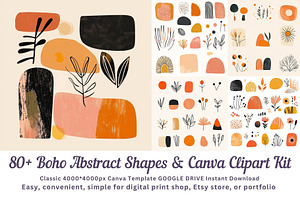 80 Boho Abstract Shape Canva Clipart