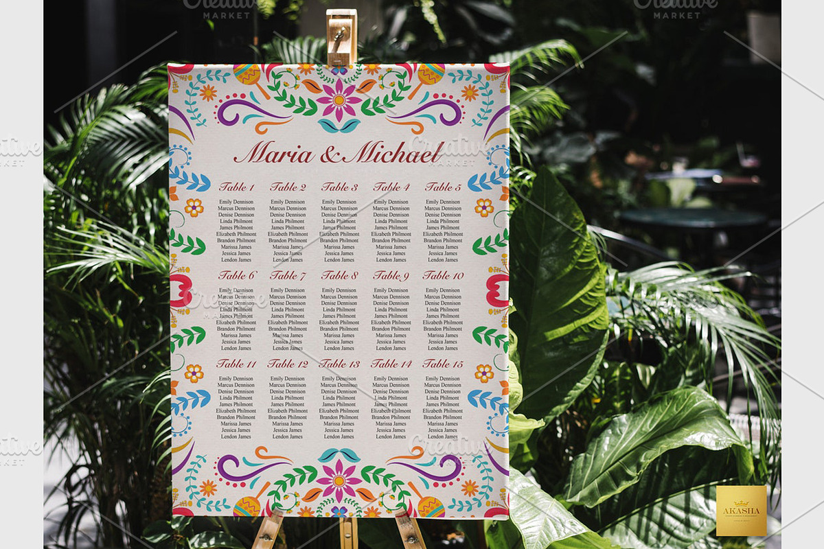 Mexican Seating Chart | CANVA, a Stationery Template by Creative Market (Photo 4 of 5)