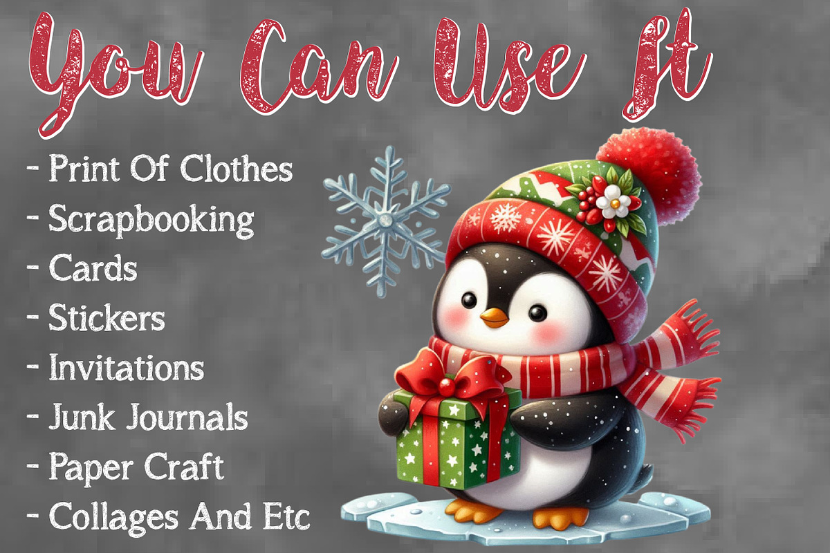 Christmas Penguin Sublimation, a Seasonal Illustration by Craft Nest (Photo 5 of 5)
