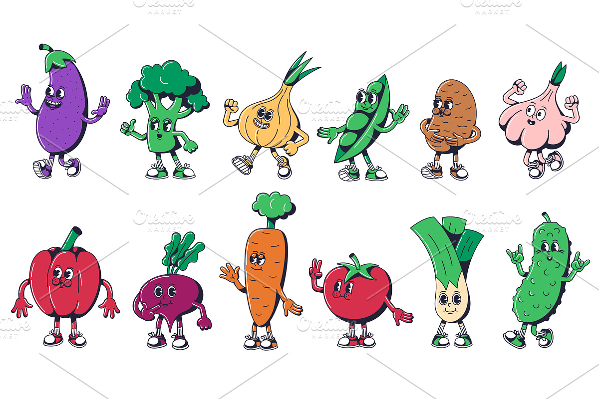 Cartoon vegetables characters, an Illustration by winwin.art
