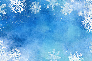 Snowflakes fall on a blue background, a Photo by Pavel_design
