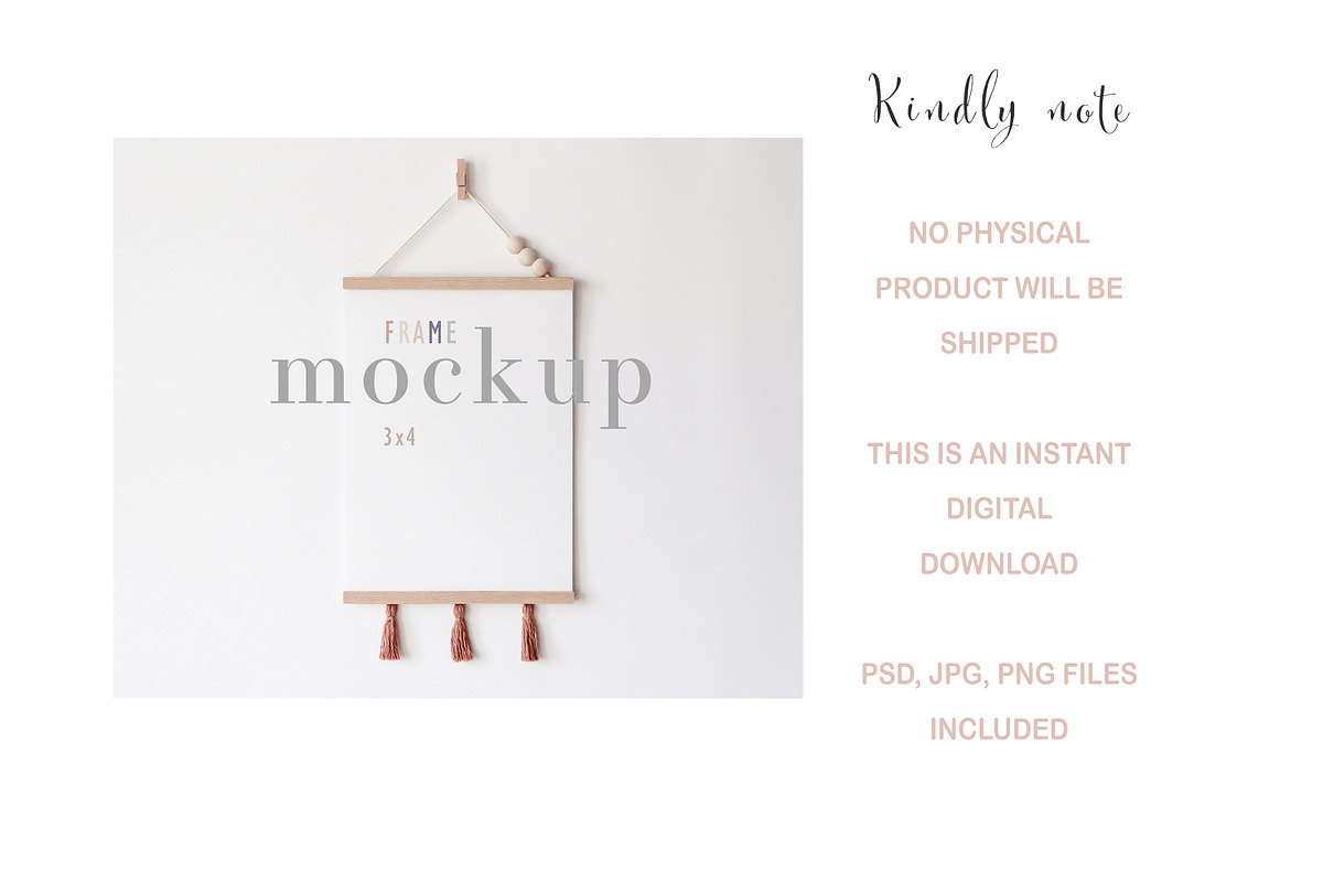 Poster Mockup Frame Boho Kids Mockup, a Print Template by BirdieFrames (Photo 4 of 4)