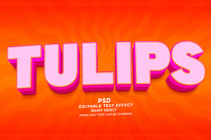 Tulips PSD 3d Editable Text Effect