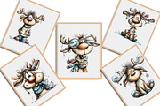 Whimsical Funny Reindeer Clipart, an Illustration by Libby Wishes (Thumbnail 4 of 7)