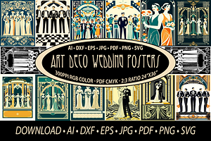 Art Deco Wedding Posters Wall Art, a Person Illustration by Blynn Pippen