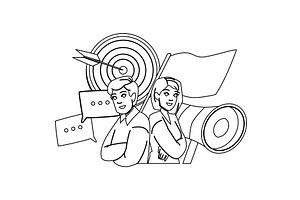 work digital marketing agency vector, a Person Illustration by pikepicture