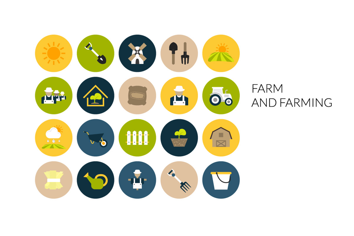 Flat icons set - Farm and Farming, an Icon by sidmaydesign