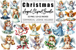 Christmas Angel Clipart Bundle, a Graphic by CitraGraphics
