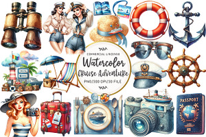 Cruise Adventure Summer Clipart, an Illustration by OK Design
