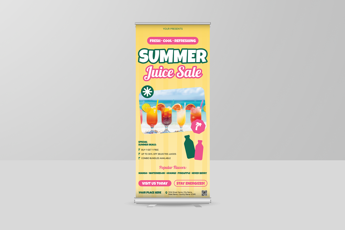 Summer Juice Sale Roll Up Banner, a Flyer Template by Annora Studio (Photo 6 of 6)