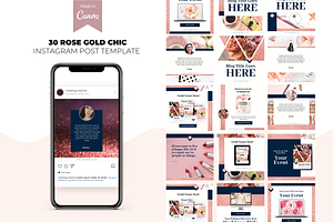 Rose Gold Chic Canva Template Set