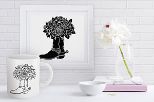 Cowboy Boots With Flowers SVG.