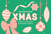 Christmas Decorations Vector, a Decorative Illustration by TheFoodAtlas (Thumbnail 1 of 19)