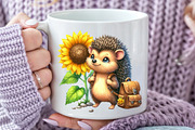 Cute Hedgehog & Sunflower Clipart, an Illustration by Rose Art (Thumbnail 6 of 7)