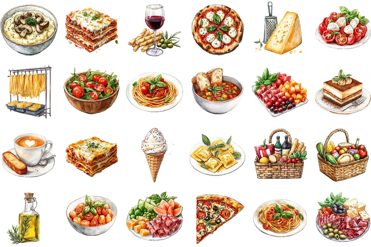 Watercolor Italian Food Clipart, an Illustration by Sublimation Artist (Photo 2 of 6)