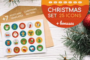 Christmas 25 Icons Set + Bonuses, an Outline Icon by Boyko Pictures (Thumbnail 1 of 12)