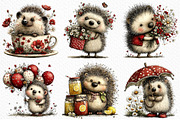 Whimsical Summer Hedgehog Clipart, an Illustration by Craft Nest (Thumbnail 5 of 12)