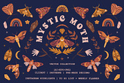 Mystic Moth | Vector collection, a Decorative Illustration by katieromanoff_art (Thumbnail 1 of 22)