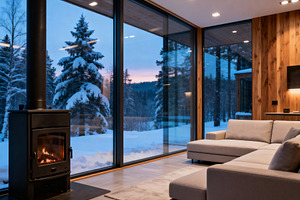Modern Winter Retreat - Living Room, an Architecture Photo by Virgo Studio