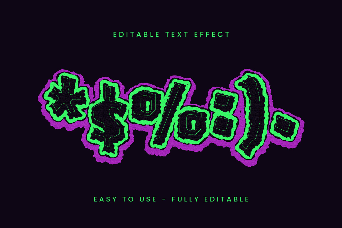 Grunge Neon Rough Text Effect preview 2