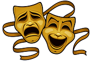 Gold Comedy And Tragedy Theater Mask, an Illustration by Schwegel Illustration (Thumbnail 2 of 2)