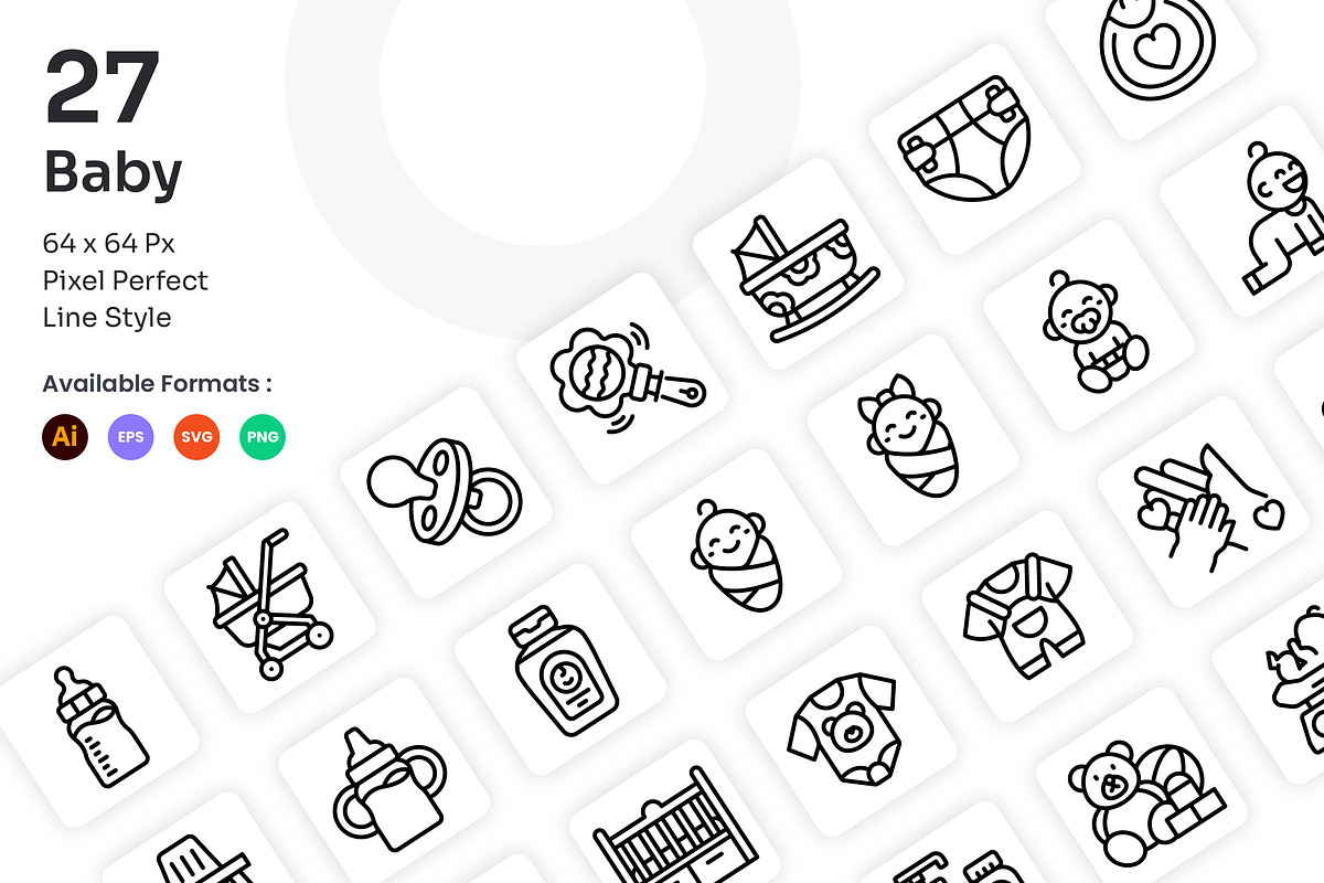 Baby Icons Set - Line, an Outline Icon by Kmg Design (Photo 1 of 2)
