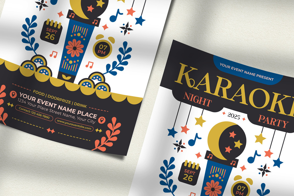 Folk Art Karaoke Flyer Template, a Flyer Template by Hole Hope Design (Photo 3 of 5)