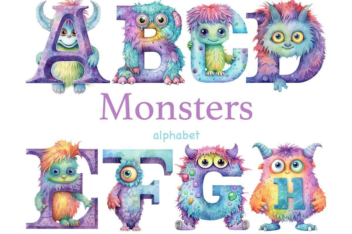 Monsters Alphabet | Cute Monsters, a Decorative Illustration by GlamArtZhanna (Photo 1 of 5)
