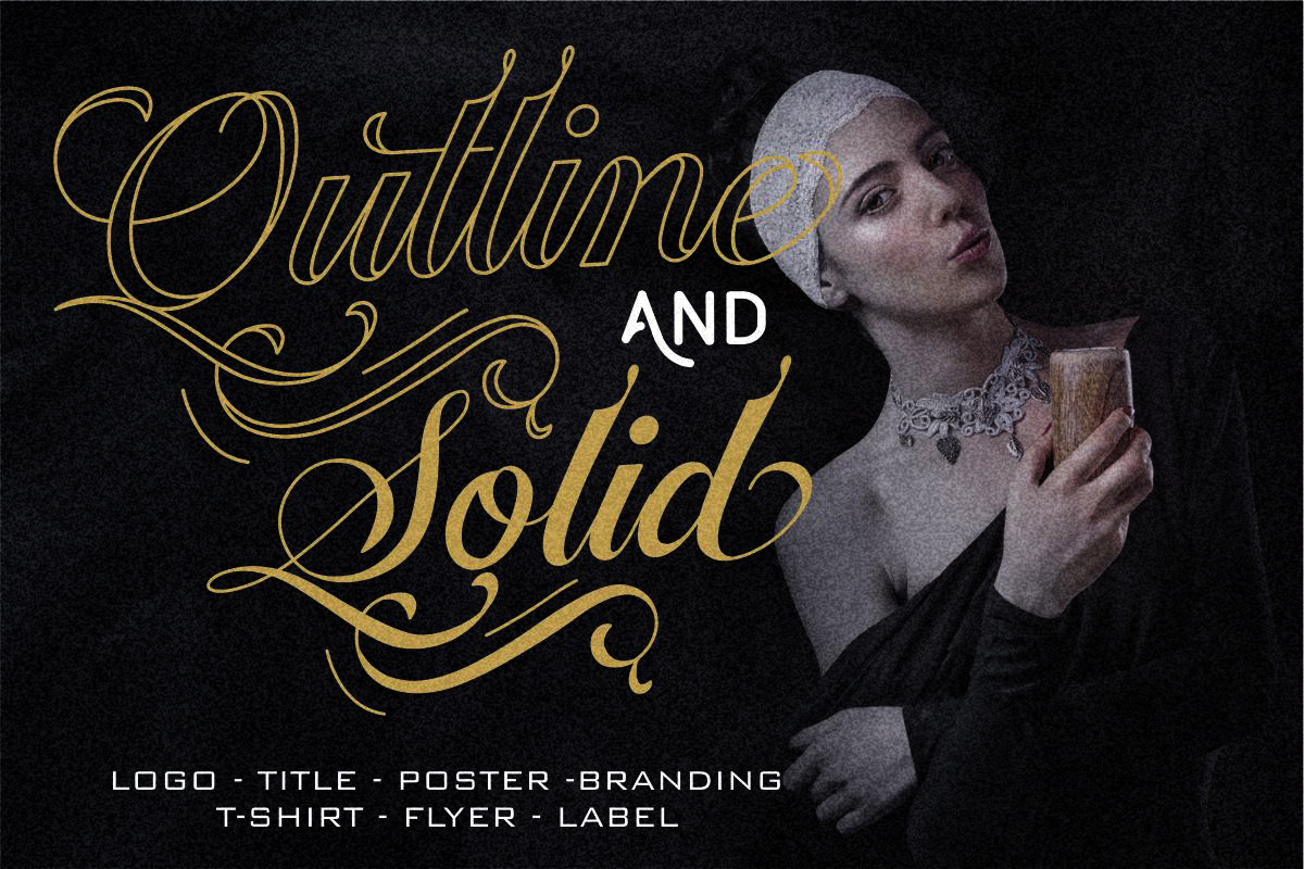 Ballegra Script Outline & Solid. preview 3