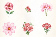 About Pink Flowers Watercolor Clipar, an Illustration by CrexoraLab (Thumbnail 4 of 5)