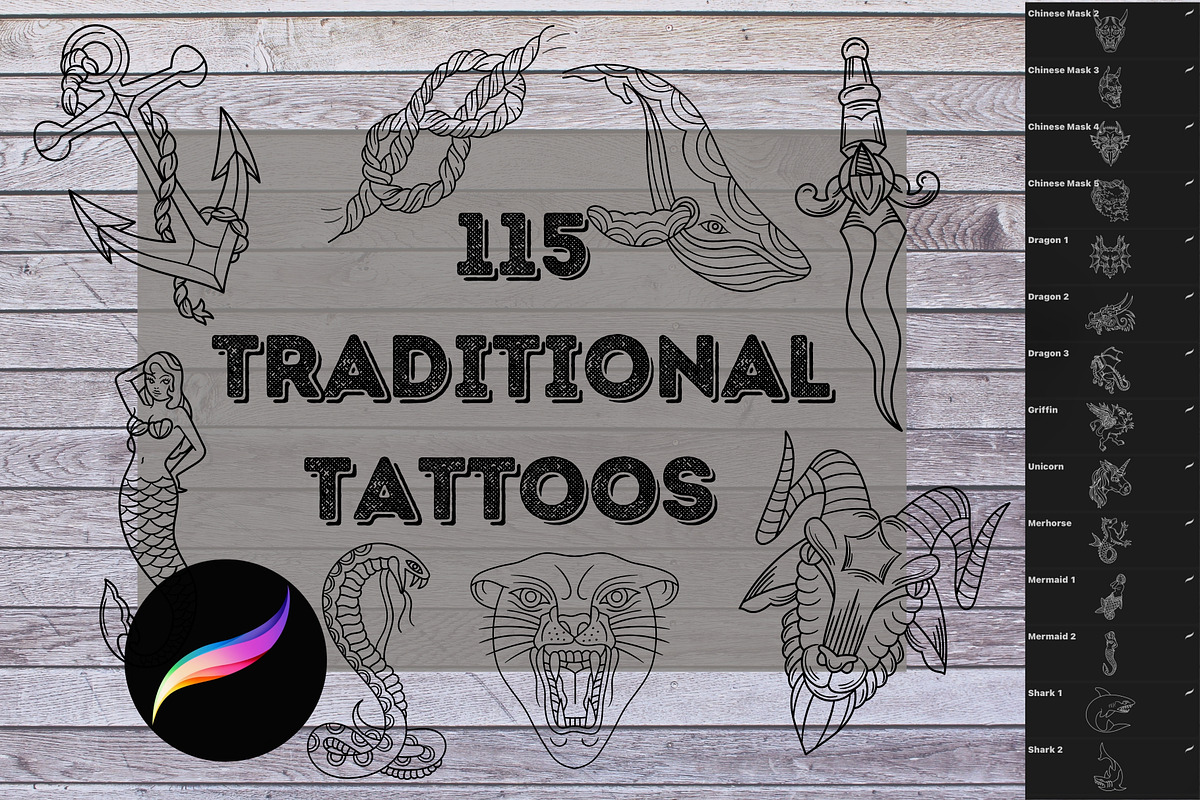ProCreate Traditional Tattoo Stamps