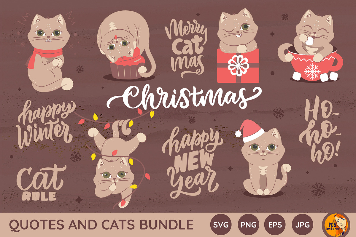 Cute Christmas Bundle, an Animal Illustration by Lettering_Logo (Photo 3 of 11)