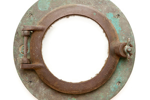Aged Antique Ship Porthole Isolated, an Abstract Photo by Andy Dean Photography