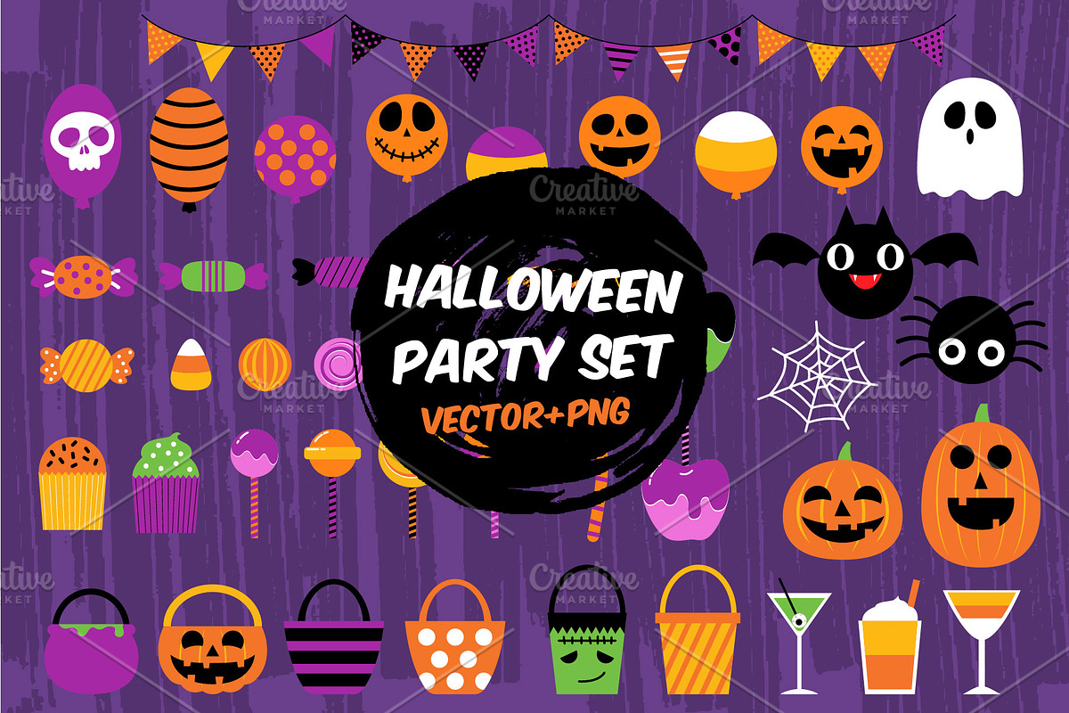 Halloween Party set, a Decorative Illustration by faitotoro (Photo 1 of 7)