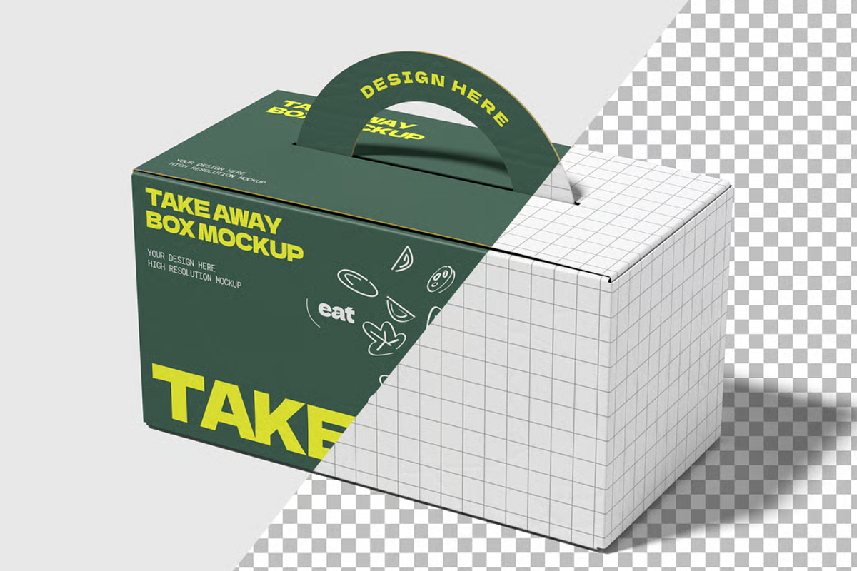 Takeaway Food Box Mockup, a Packaging Mockup by graphicsauce (Photo 2 of 3)