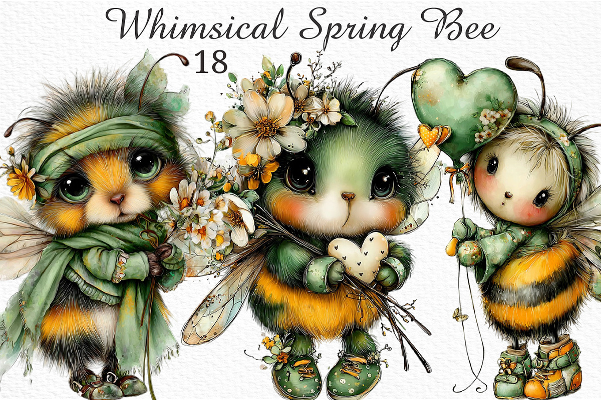 Whimsical Spring Bee Clipart Png, an Illustration by Craft Nest (Photo 1 of 5)