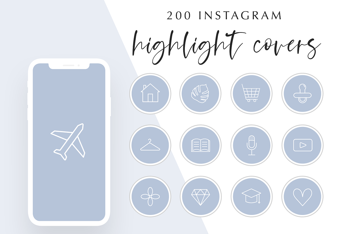 200 Instagram Story Highlight Icons, a Social Media Template by Blog&Glow (Photo 1 of 4)