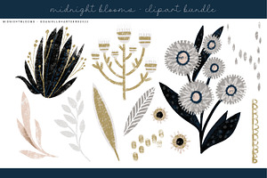 MIDNIGHT BLOOMS CLIPART BUNDLE DH